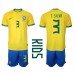 Maillot de foot Brésil Thiago Silva #3 Domicile vêtements enfant Monde 2022 Manches Courtes (+ pantalon court)